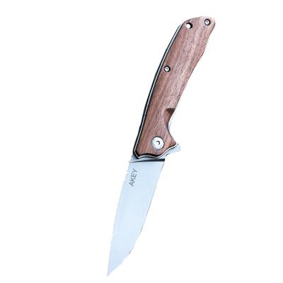 China Combat Knife Walnut Handle 3Cr13 Wood Blade Ball Bearing Survival Folding Greyed Pocket Knife for sale