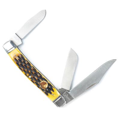 China Classic Non-variable Amber Bone Stockman Pocket Knife Camping,Hunting,Survival,Self-defense Stainless Steel Pocket Knife for sale