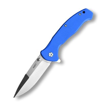 China Blue Folding Pocket Knife Camping Non-variable Drop Point Blade 8Cr Knife Ball Bearing for sale