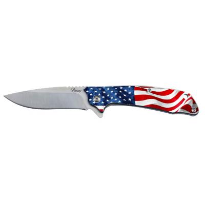 China Outdoor Open Slide EDC Camping Stainless Steel Blade Hunting Survival USA Flag Frame Lock Folding Pocket Knife for sale