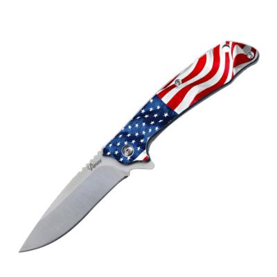 China Open Slide Customize Printing Handle Hunting Art Ball Bearing Pocket Knife for sale