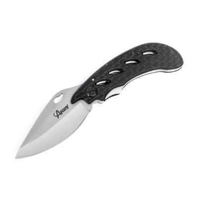 China Inch Slot Carbon Fiber Pearl Blast Knife 8CrR14 Non-Variable Blade,G10 Handle Pocket Knife for sale