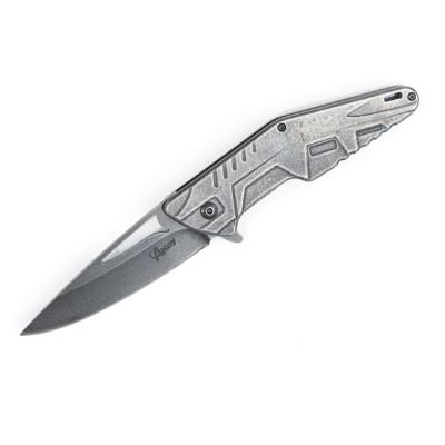 China Inch Non-variable slot D2 handle titanium blade stonewash frame lock knife ball bearing pocket knife for sale