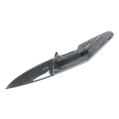 China Camping knife handle inch D2 slot titanium blade stonewash frame lock pocket knife for sale