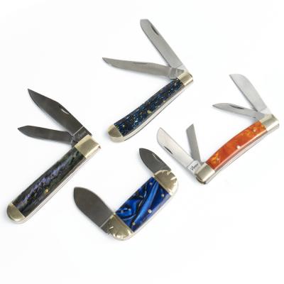 China Slide AbaIone Handle Trapper Knife Stainless Steel Open Hot Selling Traditional Pocket Knife for sale