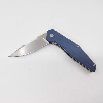 China Custom handmade d2 steel open slide gear d2 blade tactical G10 handles empty blade folding knife for sale