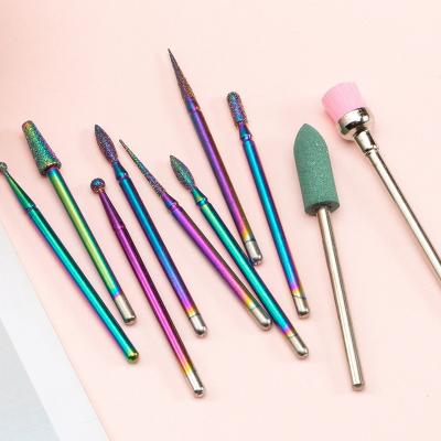 China Nail Art Tools Tungsten Steel Grinding Bit Color Diamond Nail Art Grinding Tools Environmental Nail Equipment for sale