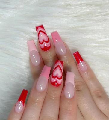 China New Lover 24pcs Acrylic Printing Red Nails Press On Colorful Acrylic Designs Finger Nail for sale