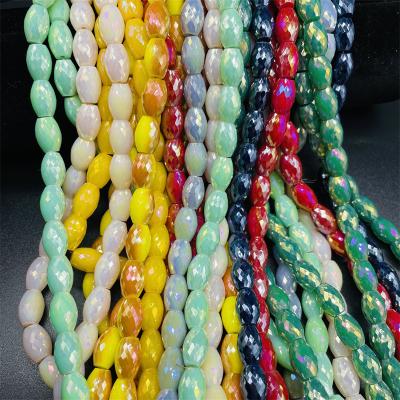 China Synthetic Solid Color Shinning Custom Drum Beads Porcelain Electroplating Bulk Beaded Crystal Beads for sale