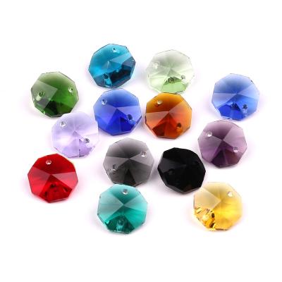 China New Arrival Colorful Jewelry Beads 14mm Mixed Glass Crystal Beads High Quality Mirror k9 Octagon Bead Geometry For DIY Door Curtain Wedding Decoration for sale