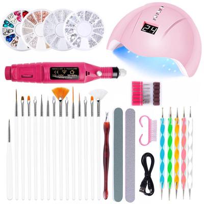 China Soft Clay Makers Produce Luxury Manicure Tool Kit A Variety Of Nail Lamp Polisher Nail File Painting Pen Combination Set for sale