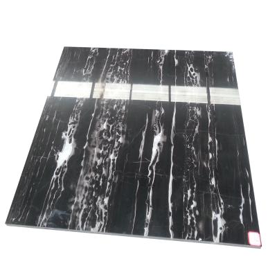 China Modern Polished Silver White Dragon Black Marble Tile With Veins for sale