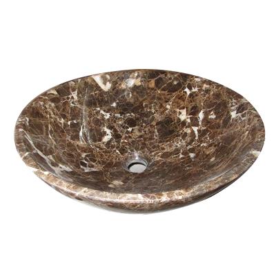 China Modern Natural Stone Washbasin Polished Emperador Marble Sink Brown For Bathroom for sale