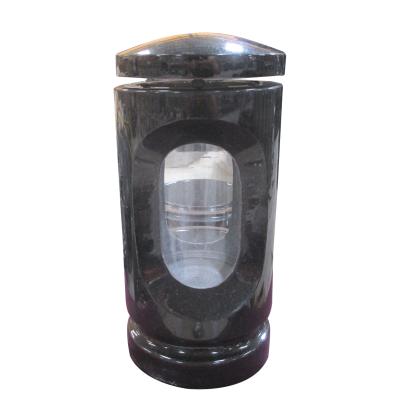 China Modern Black Granite Stone Burial Lanterns Grave Lantern For Headstone for sale