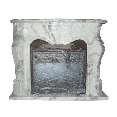 China Arabescato Modern White Marble Stone Indoor Fireplace for sale