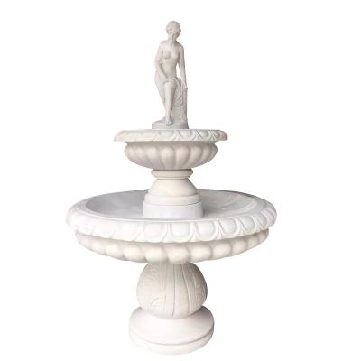 China Modern White Marble Stone Garden Decorative Outdoor Water Fountain for sale