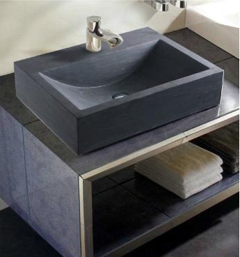 China Natural blue limestone bathroom sink honed for sale