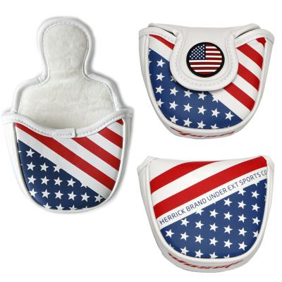 China Beautiful Smiling Face USA Flag Design Golf Headcover Putter With Magnetic Closure Golf Headcover Putter for sale