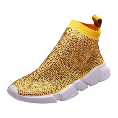 China Walking Shoes Colorful Diamonds Sparkled Knitting Top Sock Shoes Women Sneakers for sale