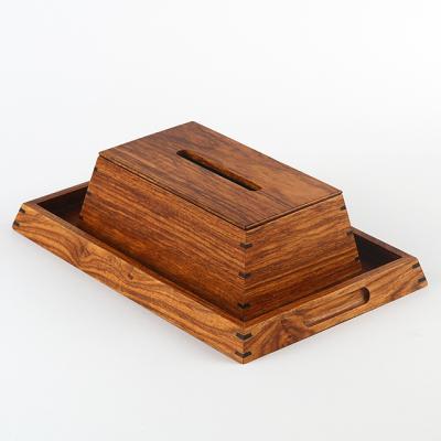 China New Design Natural Living Rosewood Tissue Paper Boxes Nautical Ladder Shaped Wooden Napkin Box Holder Eco-friendly Manufacturer for sale