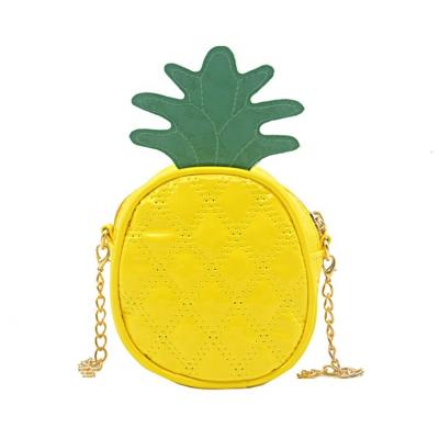 China Lady Kids Fashion PU Leather Fruit Pineapple Shape Shoulder Purses and Handbags Girl Cross body bags for sale