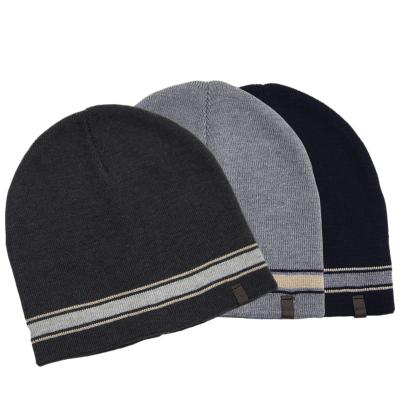 China Double Layer Merino Wool Blend Skull Custom Classic COMMON Logo Beanie Hat for sale