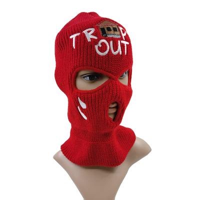 China COMMON Customized 3 Hole Outdoor Cover Ski Mask Embroidered Logo Designer Full Face Knit Hunting Viking Style Balaclava Hat for sale