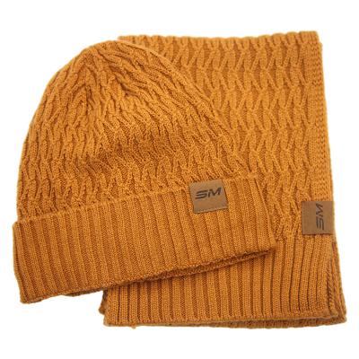 China Custom Wholesale Medium Wholesale China Merino Wool Blend Jacquard Winter Hat And Scarf Set for sale