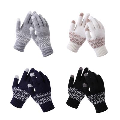 China Medium Winter Warm Acrylic Jacquard Knitted Touch Screen Gloves For Women for sale