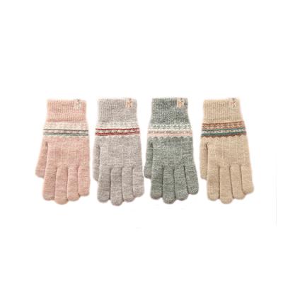 China Jacquard Fashion Knitted Funky Women's Plus Warm Fleece Gloves For Touch Screen for sale