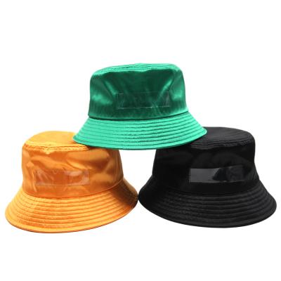 China With PVC Pocket Premium Satin Bucket Hat With Custom Logo And Advertising Card for sale