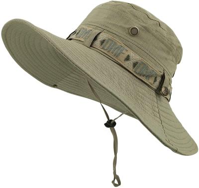 China Image Mens Water Resistant UV Protection Safari Outdoor Fishing Tactical Wide Brim Boonie Bucket Hat With String for sale