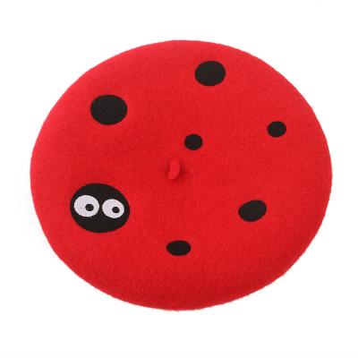 China 2021 New Releases Embroidery Ladybug Cute Children's French Ladybug Berets Hat for sale