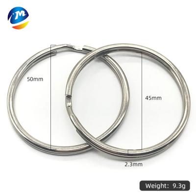 China Eco-friendly Customized Iron Key Ring 50mm Silver Metal Split Key O-Shaped Chain Ring for sale