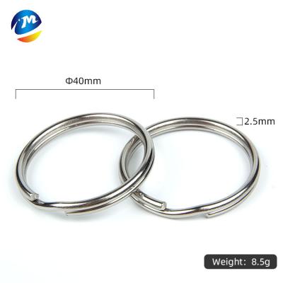 China 40mm Eco-friendly Custom Round Metal Keyring Stainless Steel Keyring O Split Keychain for sale