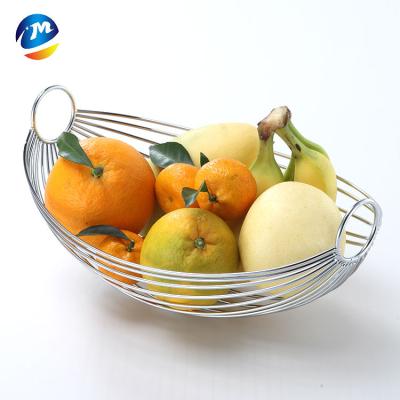 China Kitchen Storage Display Countertop Vegetables Stocked Baskets Chrome Wrought Iron Metal Fruit Basket for sale