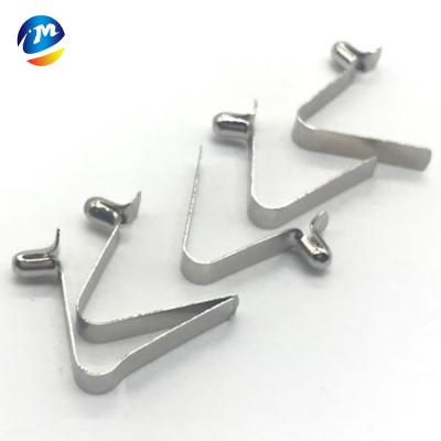 China Eco-friendly Customized V Shaped Spring Flat Metal Button Spring Lock Clip Shrapnel for sale