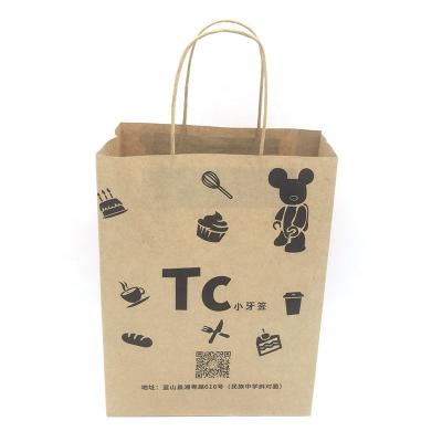 China Recycled Materials Good Quality Different Size Food Grade Brown Disposable Paper Bag For Restaurant Take Out for sale