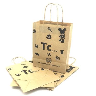 China Recycled Durable Materials Quality Design Food Grade Big Size Customized Biodegradable Kraft Paper Take Away Bag for sale