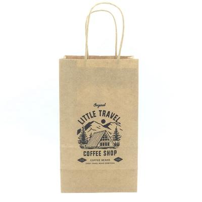 China Recycled Materials Take Away Small Shopping Bag Gift Bag Maker 4 Sides Kraft Paper Coffee Bag for sale