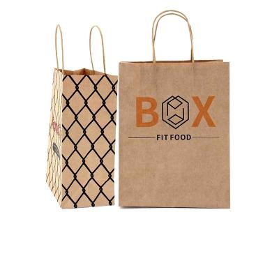 China Recycled Materials Wholesale Good Quality Nice Factory Price Takeout Paper Bags Convenient Bakery Food Packaging Kraft Paper With Logo Print for sale