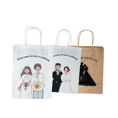 China Recycled Materials Factory Wholesale Price Custom Luxury Printing White Marble Wedding Favor Invitation Paper Bags for sale