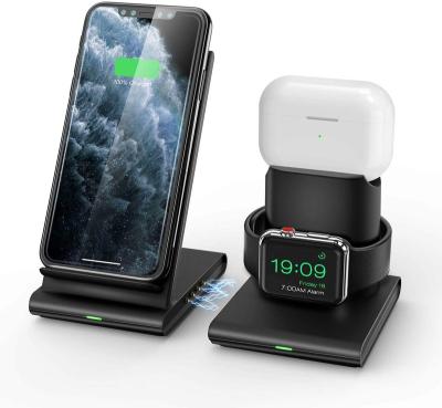 China With 2021 Amazon's best-selling phone holder charging station support Qi standard 10W fast 3 in 1 wireless charger protection for watch earphone for sale