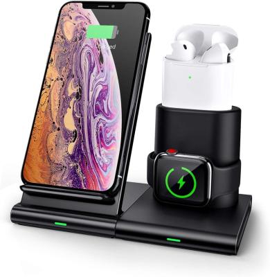 China 2021 New Hot Wireless Smart Watch Stand Charger Wireless Charging Station for Apple Watch, for AirPos and Qi Phones 3 in 1 for sale