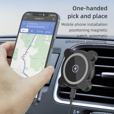 China New Arrival Smart Magnetic Phone 15W for Car Wireless Mount Holder Magsafe Phone Wireless Charger for Car for iphone 8 for iphone 12 for sale