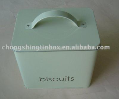 China Large Recyclable Cookie Tin Box With Handle for sale