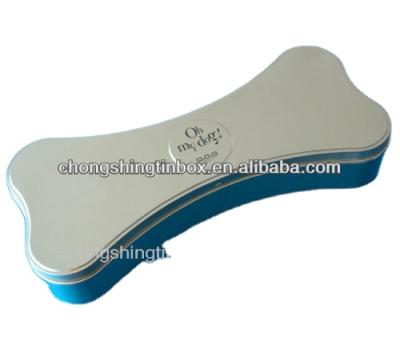 China Recycled Materials Bone Shape Dog Food Tin Box for sale