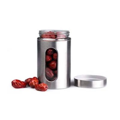 China Steamable Stained Glass Stainless Steel Round 4pcs Color Glass Storage Jar Set With Lids for sale