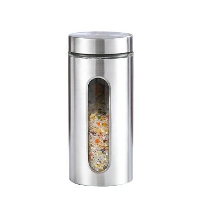 China Steamable Stainless Steel Kitchen Supplies Sealed Visual Glass Jar Food Storage Bottle Storage Jar For Kitchen for sale