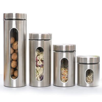 China Wholesale Steamable Large Storage Glass Jar With Metal Lid Kitchen Storage Glass Jars for sale